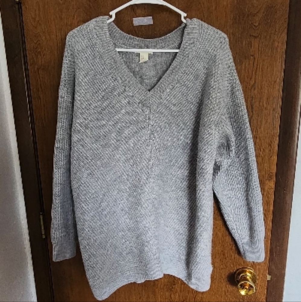 Gray V-Neck Sweater